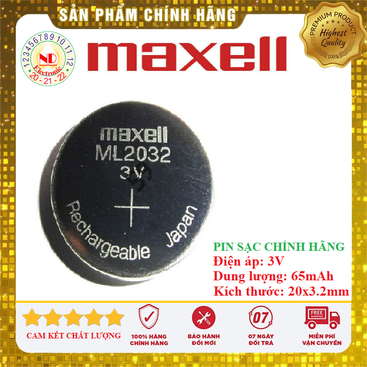 Pin Sạc Maxell2032 3V, Maxell ML2032, Pin Cúc Áo Sạc ML2032 3V, Chuyên Dùng Cho Thiết Bị Điện Tử Có 