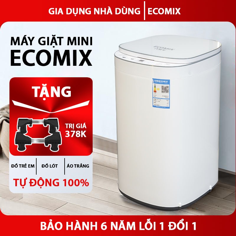 Máy giặt mini GHM 100% tự động - ECOMIX Hẹn giờ , giặt sấy khô vắt - Bảo hành 6 năm - ánh sáng xanh 