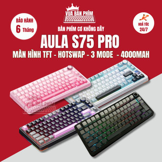 Bàn phím cơ aula S75 Pro không dây led rgb  màn hình tùy chỉnh  gasket mount hotswap key cap pbt double shot 