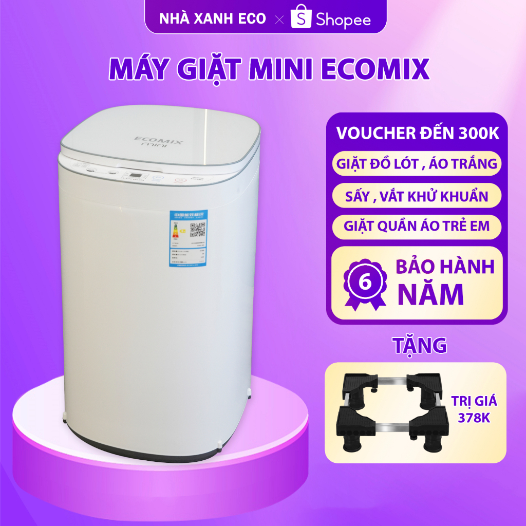 Máy giặt ECOMIX MINI tự động 100% Hẹn Giờ - sấy khô , vắt khử khuẩn - Bảo hành 6 năm
