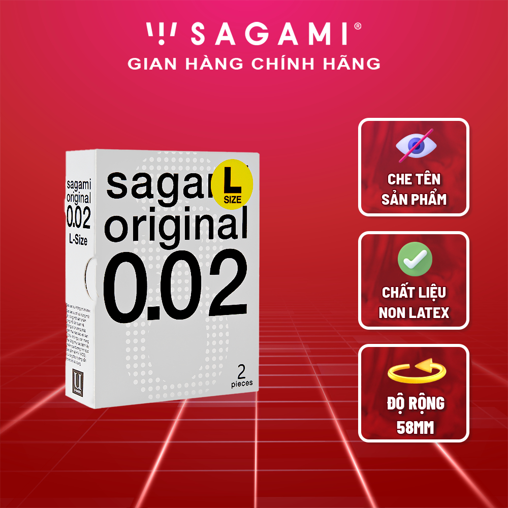 Bao cao su Sagami 002 - siêu mỏng 0.02mm - size L - non latex - hộp 2 chiếc