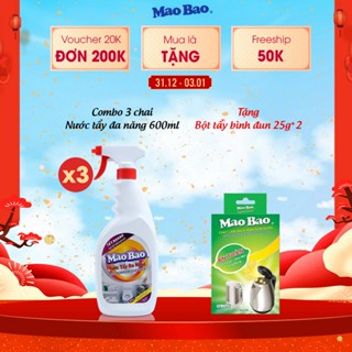  Combo 3 Chai Nước Tẩy Đa Năng Mao Bao 600ml Làm Sạch Vết Ố Dầu Mỡ,Nhà Bếp Kính Gạch Men 