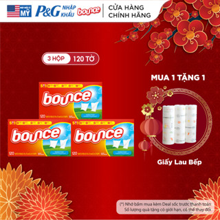  Combo 3 Hộp Giấy Sấy Thơm Quần Áo BOUNCE Outdoor Fresh Tươi Mới làm thơm mềm vải giảm xơ nhăn tĩnh điện 120Tờ - Mỹ 