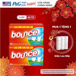  Combo 2 Hộp Giấy Sấy Thơm Quần Áo BOUNCE Outdoor Fresh Tươi Mới làm thơm mềm vải giảm xơ nhăn và tĩnh điện 80Tờ - Mỹ 