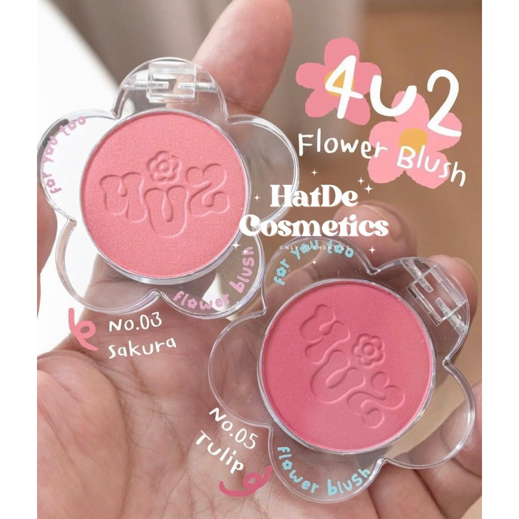 (hàng NK) Phấn Má Hồng Vỏ Hoa Trong Suốt Thuần Chay Mịn Lì Lâu Trôi 4U2 Flower Blush