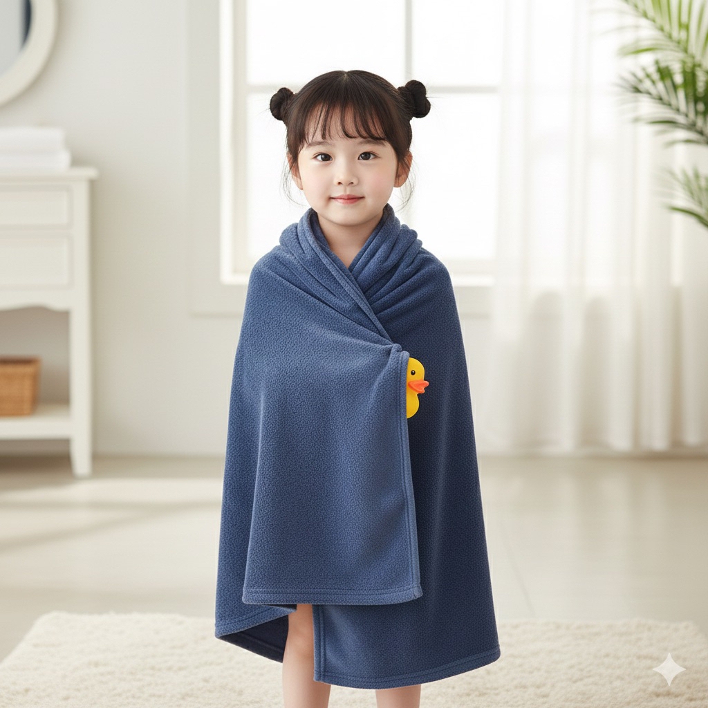 Khăn tắm cho bé, khăn choàng tắm có mũ, áo choàng tắm cho bé đi biển 70x140cm