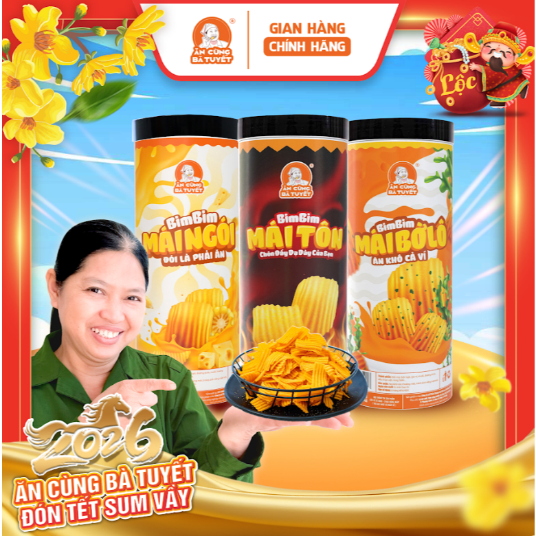 Combo TAM MÁI : 1 hũ bim bim Mái Tôn + 1 hũ Mái Ngói + 1 hũ Bim Mái Bờ Lô + Tặng 3 Bò kobe - Ăn Cùng