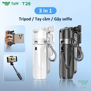 TNW T26 Chân tripod mini Capgrip 3 IN 1 cho điện thoại Gậy chụp ảnh tự sướng Bluetooth có đèn trợ sáng 