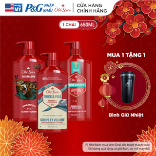  Dầu Gội Xả 2in1 OLD SPICE 650ml tiện lợi sạch sâu dưỡng tóc nam dày khỏe giảm khô xơ phồng hơn +80% - Mỹ 