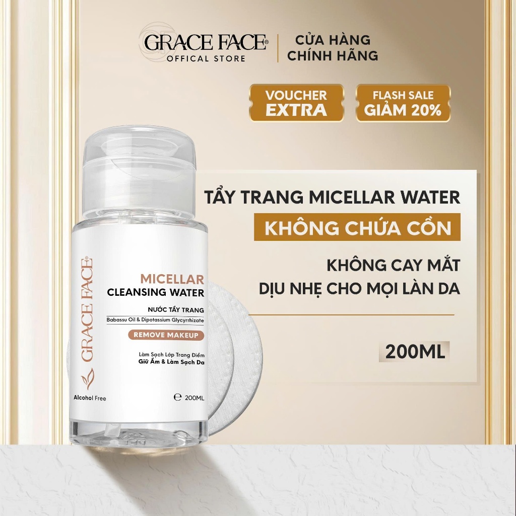 Nước tẩy trang Micellar Water sạch sâu ngừa mụn Grace Face 200ml