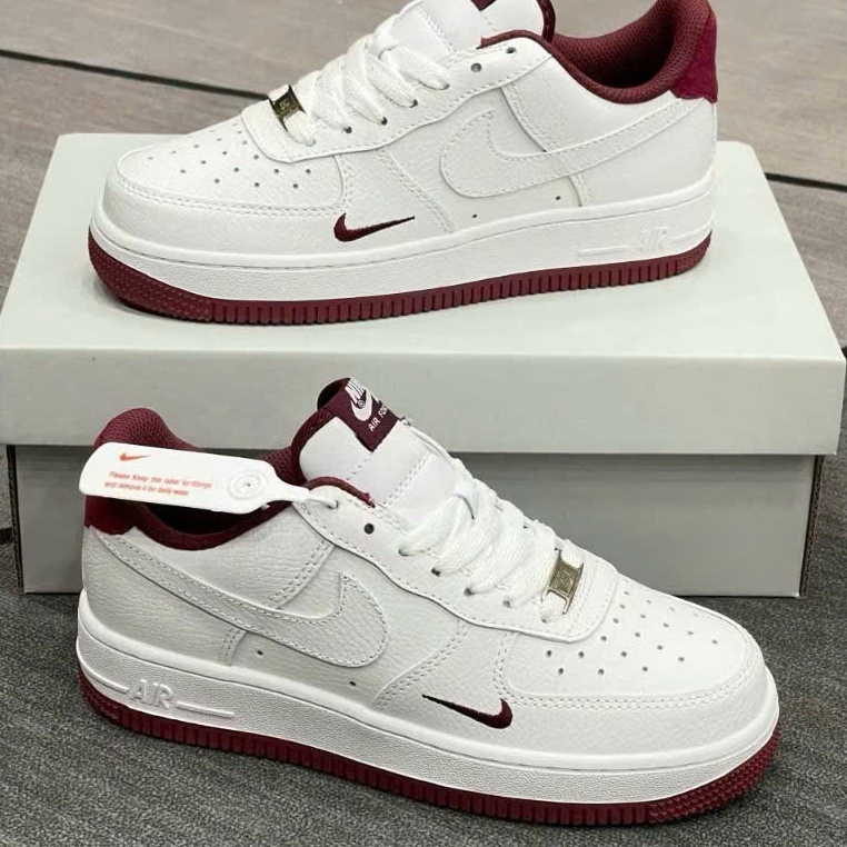 Giày thể thao AF1 White Red, Giày thể thao AF1 Trắng Gót Đỏ