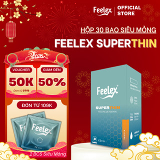  Bao cao su Feelex superthin siêu mỏng nhiều gel bôi trơn nhiều mùi hương - hộp 30 bcs 