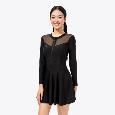 Đồ bơi nữ SOBIE liền thân váy tay dài khoá kéo kín đáo và chống nắng Ori Desi