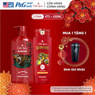 Combo 2 chai Dầu Gội Xả 2in1 650ml & Gel Tắm 473ml OLD SPICE tiện lợi Hương Nước Hoa Bearglove Bản Lĩnh - Mỹ 