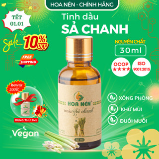  Tinh dầu Sả Chanh nguyên chất 30ml - Hoa Nén - Hương thơm mát khử mùi ẩm mốc đuổi muỗi 