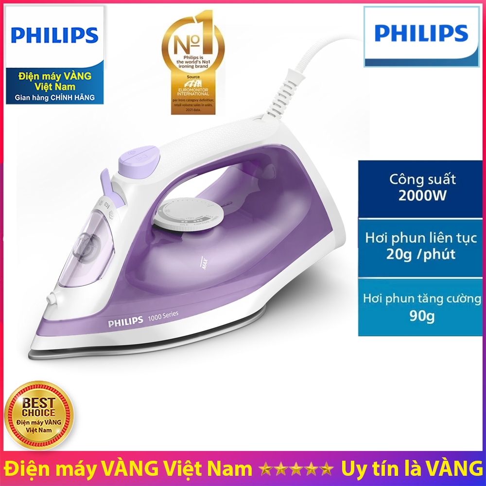 Bàn Ủi Hơi Nước Philips GC1740, 220ml, Xanh Dương Nhạt, Công Suất 2000W