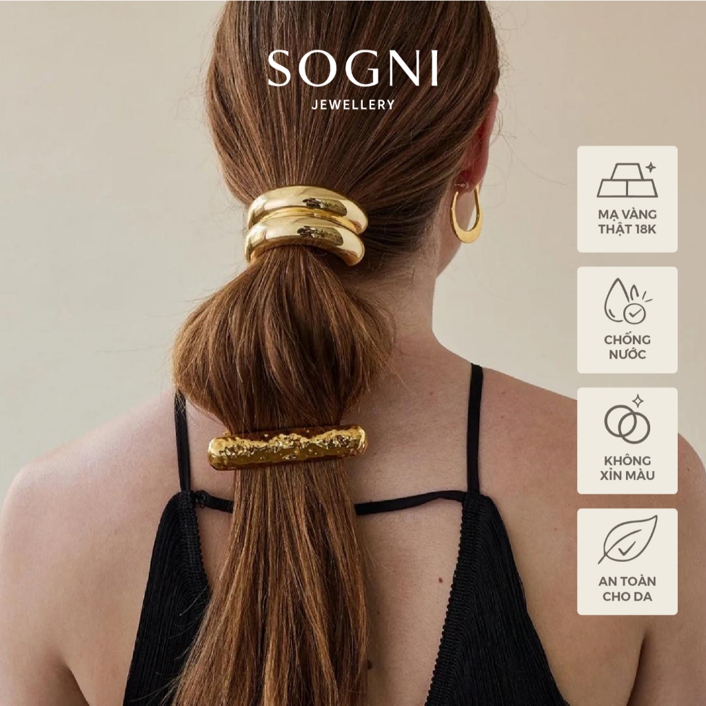 Phụ kiện tóc nữ Crush gold clip Thép không gỉ (Titan) mạ vàng PVD 18K  SOGNI DDHW2407041