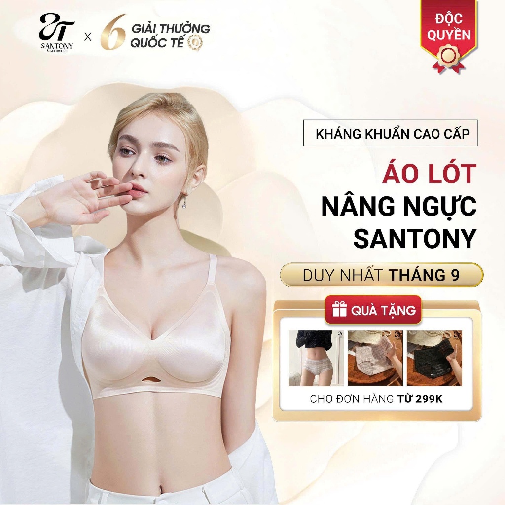 Áo Ngực Nữ Đúc Su SANTONY Siêu Mịn, Mát Cả Ngày, Đệm Vừa Tôn Vòng 1 Không Gọng  956
