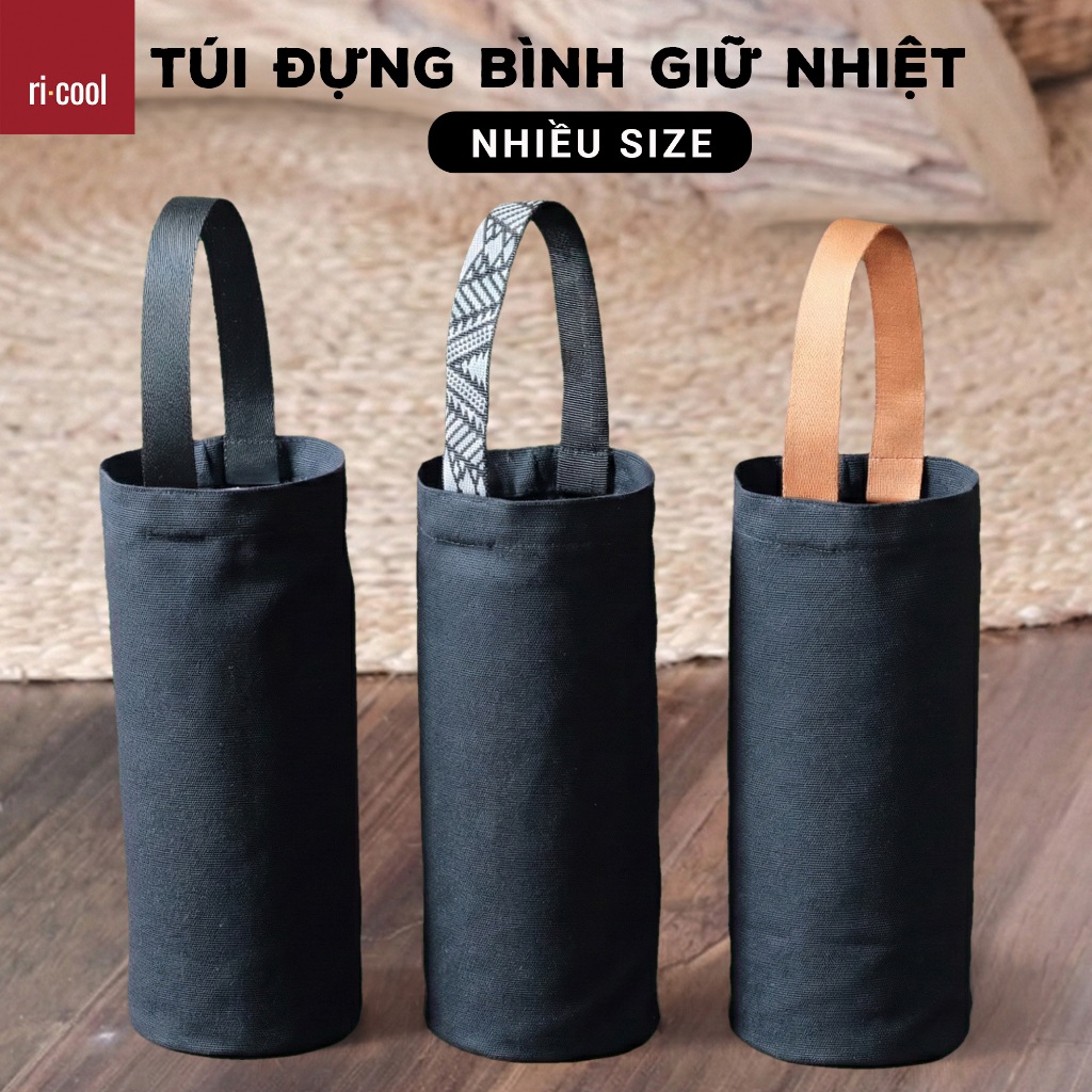 Túi canvas đựng bình nước giữ nhiệt - Nhiều size cho mọi loại bình