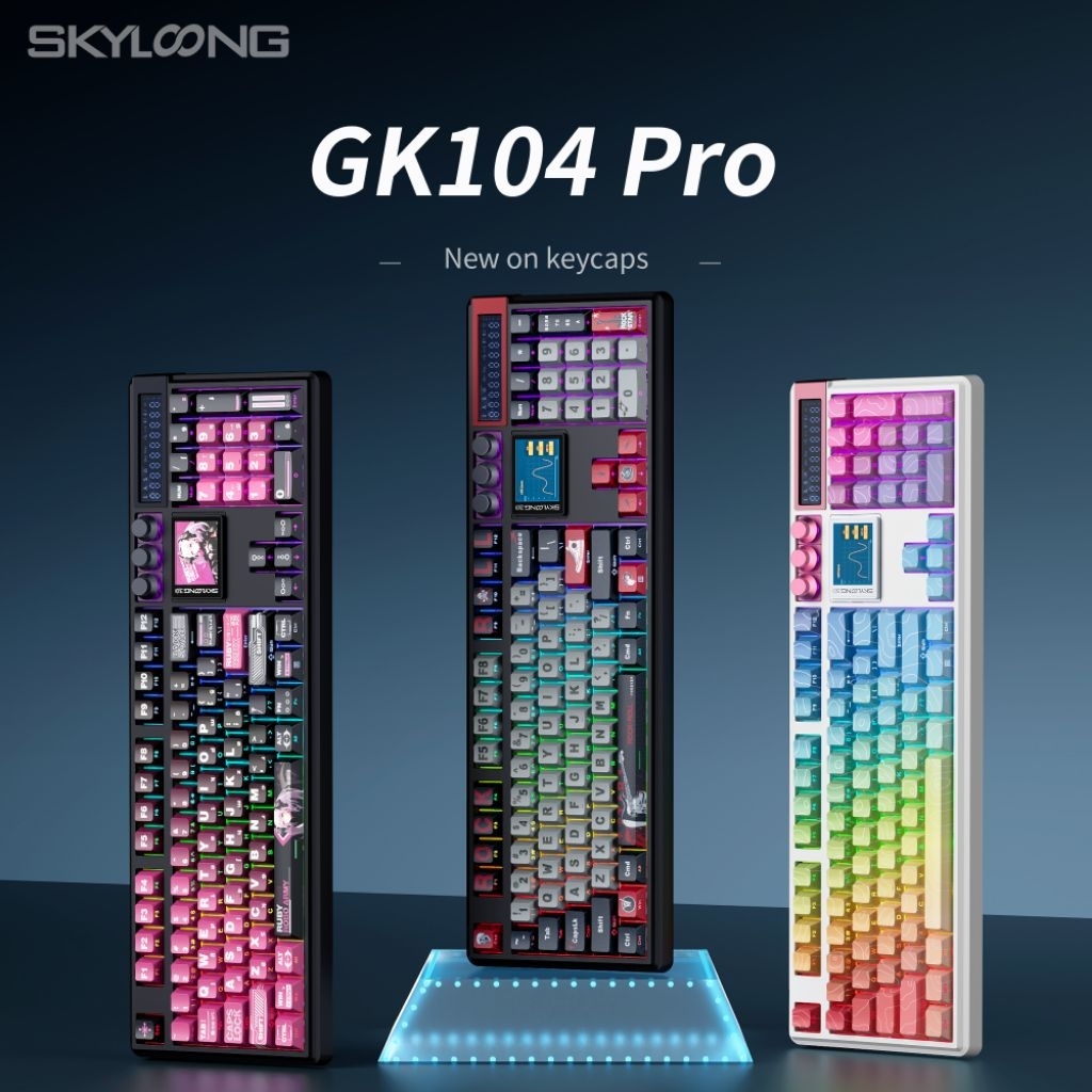 (Sẵn hàng) Bàn phím cơ Fullsize Skyloong Gk104, Gk87 pro tích hợp màn hình, núm siêu đỉnh, độ trễ kh