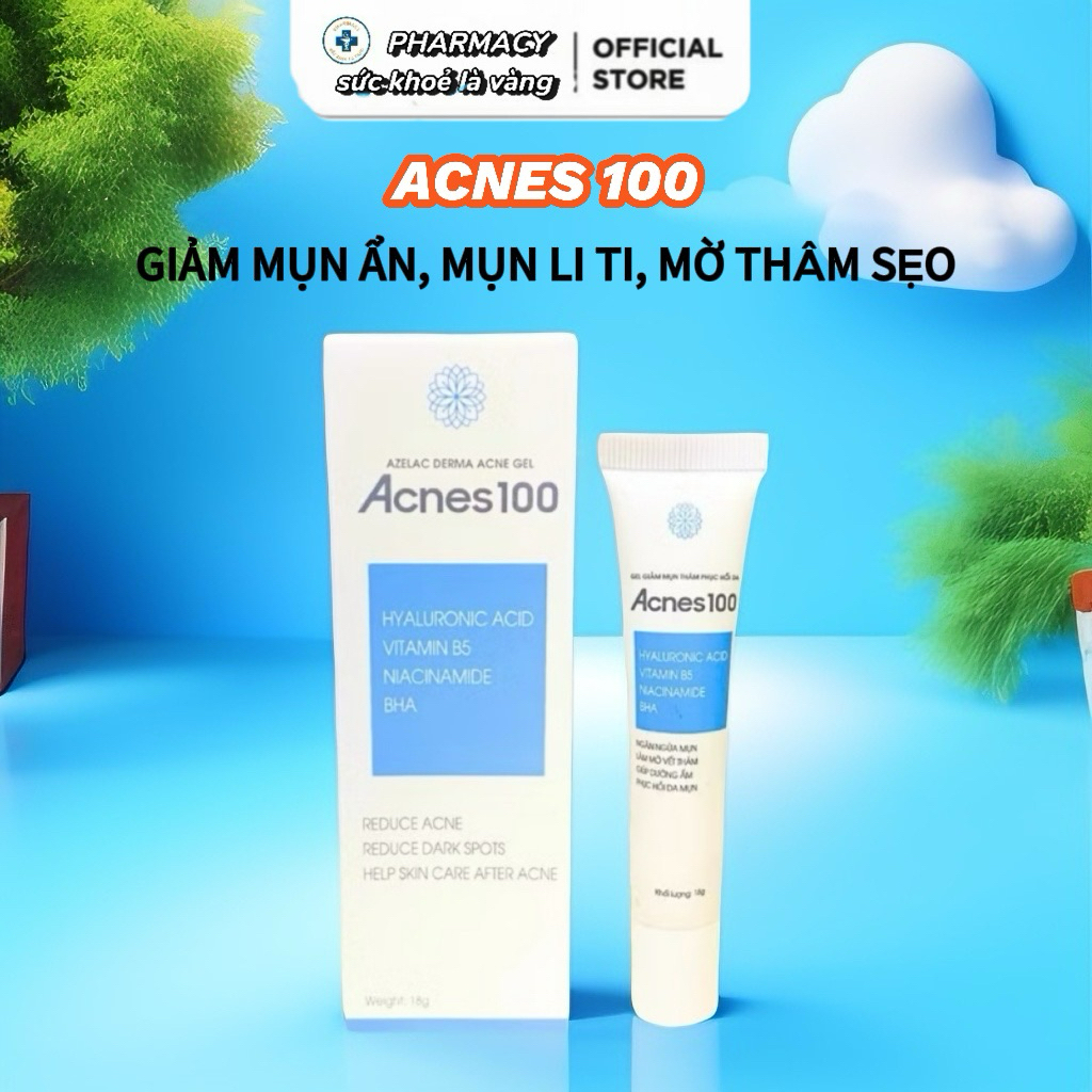 Acnes 100 Gel Giảm Mụn Se Khít Lỗ Chân Lông Phục Hồi Da Hiệu Quả Với Hyaluronic Acid Vitamin B5 Niac
