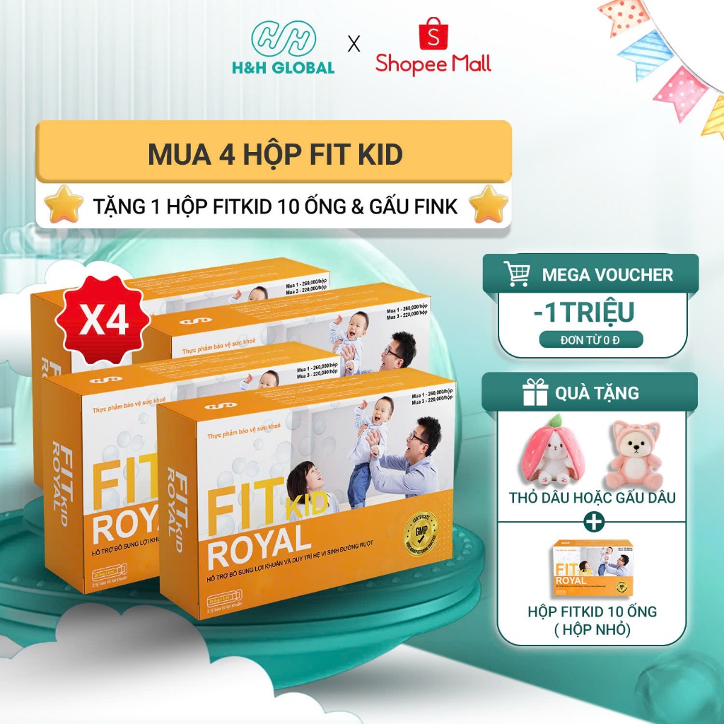 [Mua Combo 4 Tặng Thỏ ] Men Vi Sinh FIT KID ROYAL Bổ Sung Bào Tử Lợi Khuẩn Cho Trẻ Biếng Ăn, Tiêu Hó