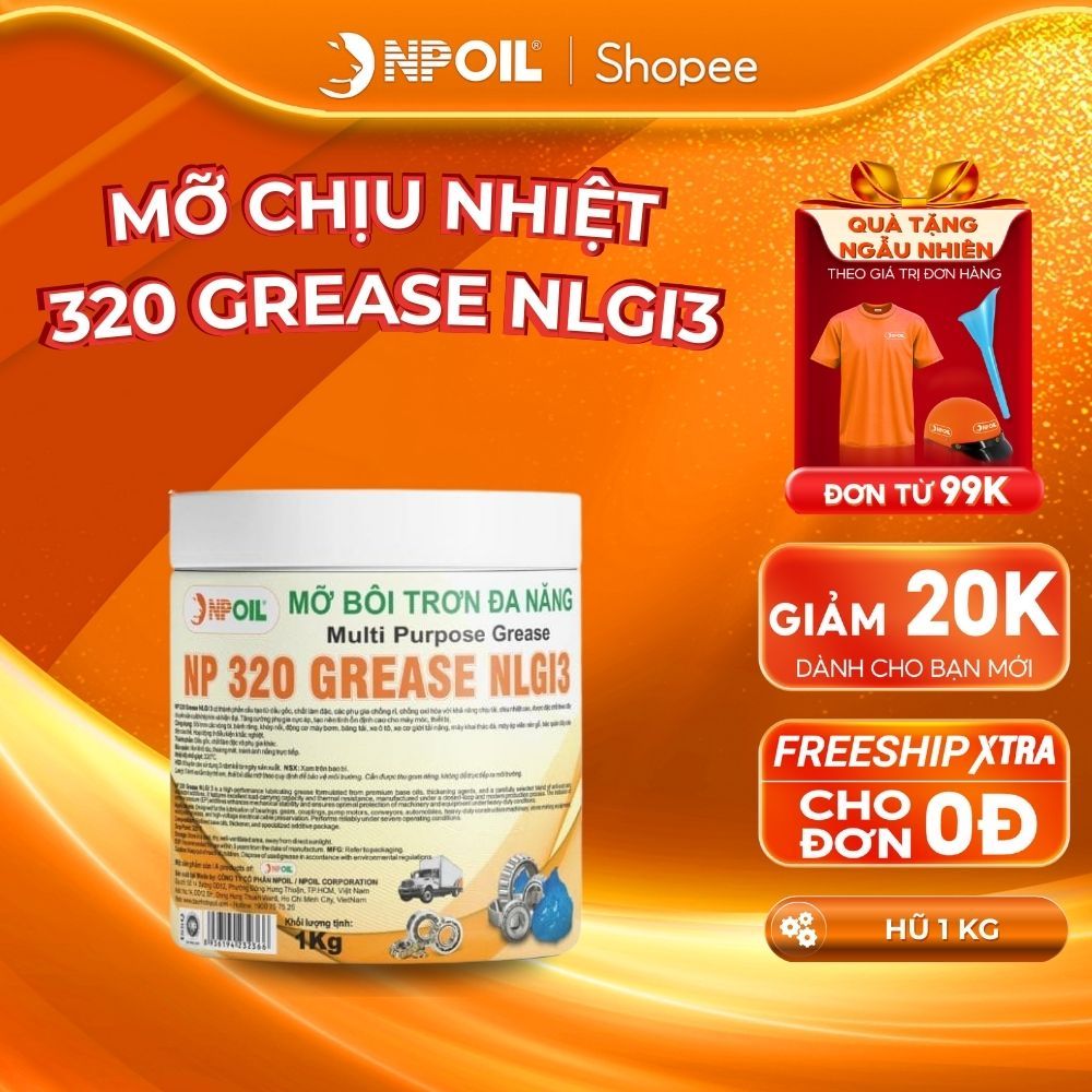 Mỡ bôi trơn chịu nhiệt cao cấp NPOIL 320 GREASE hũ 1kg