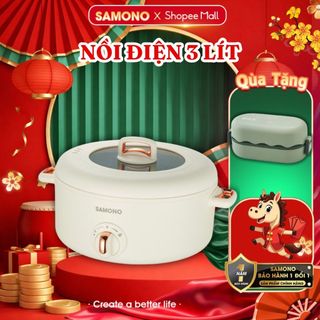   BH 1 năm  Nồi điện đa năng Samono SW-MC3L dung tích 3L công suất 1000W 2 mức nhiệt 2 lớp chống dính nắp thủy tinh 