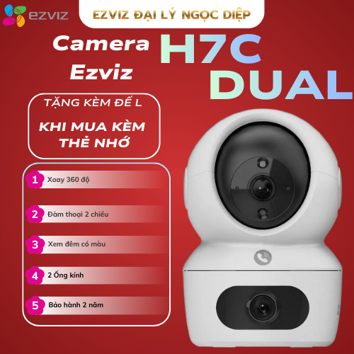 Camera Ezviz H7C 8MP Trong Nhà - 2 mắt kép xem 2 màn hình tiện dụng - Hàng chính hãng, bảo hành 2 nă