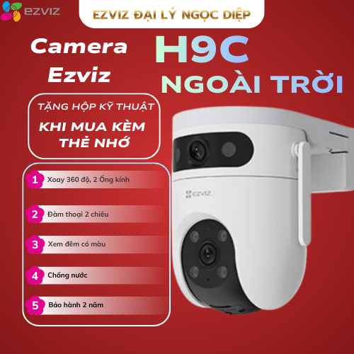 Camera Ezviz H9c 6MP/10MP 2 mắt kép, Xem 2 màn hình cùng lúc, đầy đủ tính năng, Hàng chính hãng, Bảo