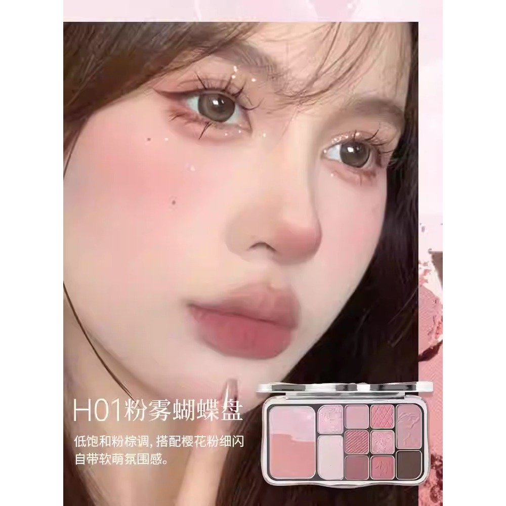 Bảng Phấn Mắt Hold Live 12 Màu Tone Hồng Lì Nhũ Đa Năng Lâu Trôi Mist Butterfly Shadow HL792 MOMOKO.cosmetics | BigBuy360 - bigbuy360.vn