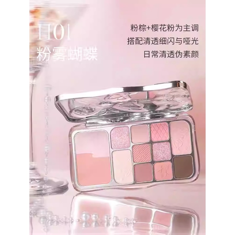 Bảng Phấn Mắt Hold Live 12 Màu Tone Hồng Lì Nhũ Đa Năng Lâu Trôi Mist Butterfly Shadow HL792 MOMOKO.cosmetics | BigBuy360 - bigbuy360.vn