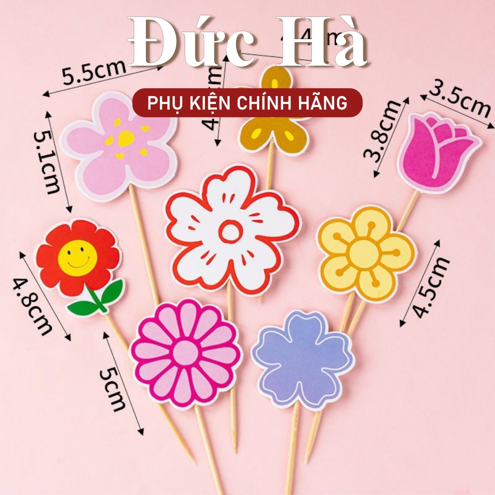 COMBO 50 Set Phụ kiện bánh sinh nhật bánh kem - 50 Set cắm hoa nhiều màu | Đức Hà 073