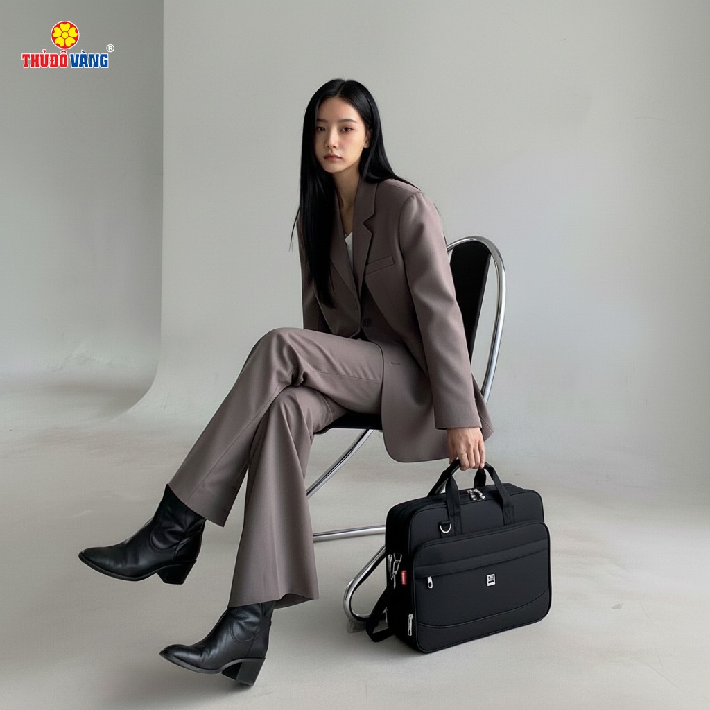 THỦ ĐÔ VÀNG Cặp ngang Công Sở cho Giáo viên, Học Sinh, Đi Dạy, Đi làm, Đựng Laptop 18 inch chống sốc C194