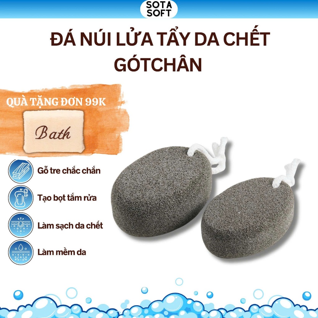 Đá Núi Lửa Chà Gót Chân Tẩy Tế Bào Chết - Giúp Gót Sen Mềm Mịn, Trị Nứt Gót (Size Lớn 10x7cm)