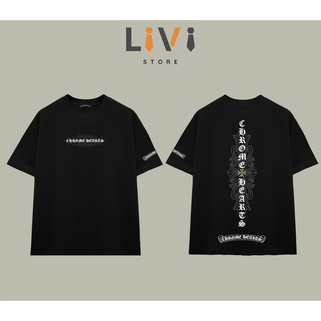 Áo Thun Chrome Hearts Vertical Gothic Livi Form Rộng Cotton Unisex – LiVi Store