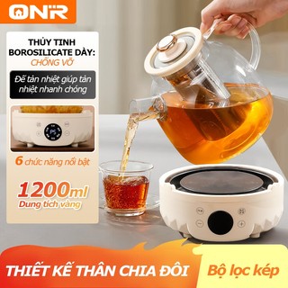  Ấm Đun Nước Điện Đa Năng 1.2L Ấm Đun Pha Trà Thủy Tinh Giữ Nhiệt 8 Giờ 5 Chức Năng BH 12 Tháng 