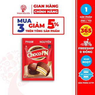   MUA 3 GIẢM 5%  Bánh phủ socola Choco PN Phạm Nguyên - Thương Hiệu Việt 216g | Bánh ăn vặt Socola | Đồ ăn vặt 