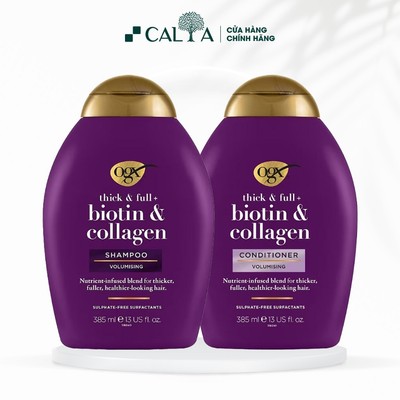 Dầu Gội Dầu Xả OGX Dưỡng Tóc Bồng Bềnh, Chắc Khỏe - OGX Thick & Full Biotin & Collagen 385ml/Chai