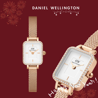  Đồng hồ Nữ Daniel Wellington dây lưới thép - Quadro Mini Lumine viền đá 15.4X18.2MM Mặt Trắng Vỏ Vàng hồng - DW00100731 