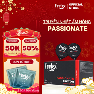 Bao cao su Feelex đỏ Passionate Factor mỏng, truyền nhiệt tốt, cảm giác chân thật, hộp 10 bcs