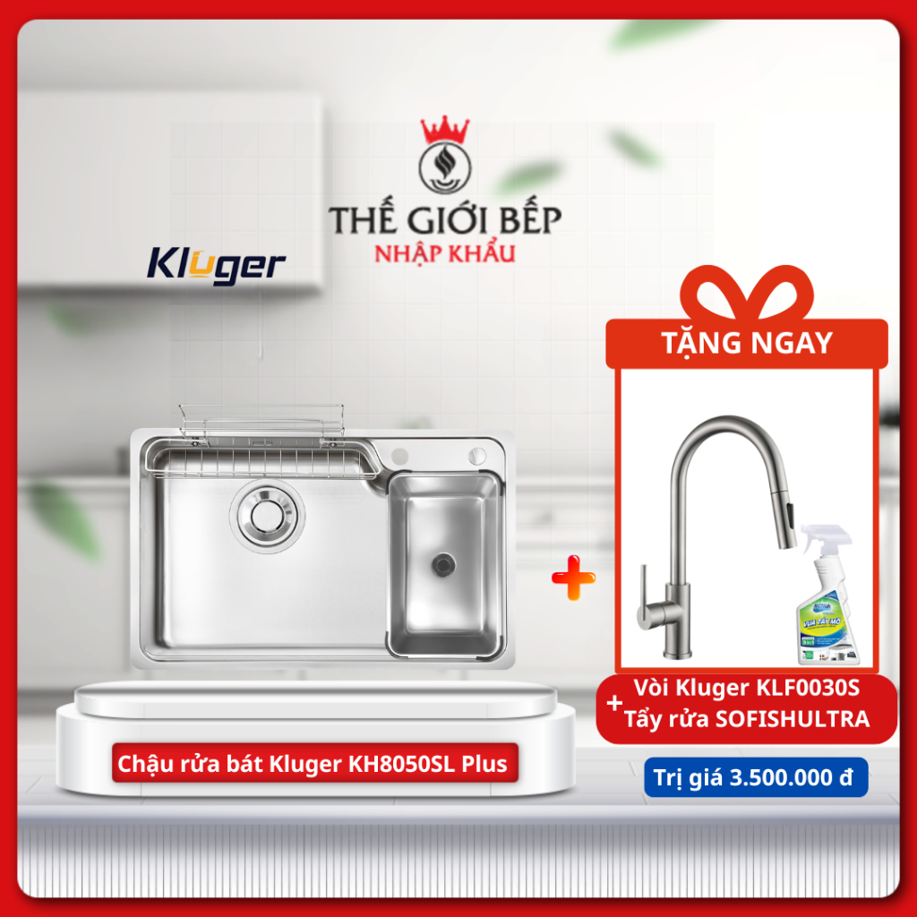 [TẶNG VÒI] Chậu rửa bát Kluger KH8050SL Plus HARU Series Bề mặt Super Linen