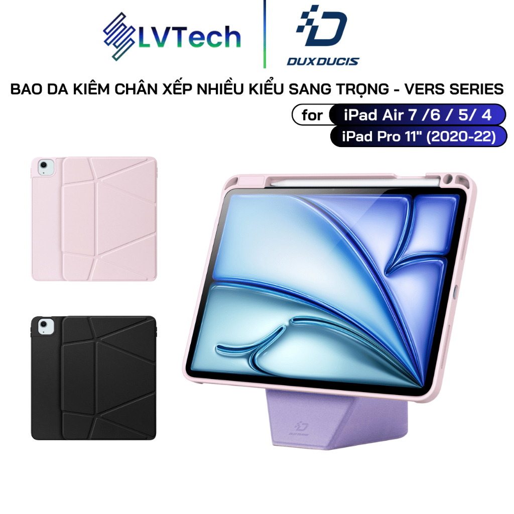 Bao Da Kiêm Giá Đỡ Đa Năng Dux Ducis cho iPad Air 7/6/5/4 - 11", iPad Pro 11" (2020-22), VERS Series