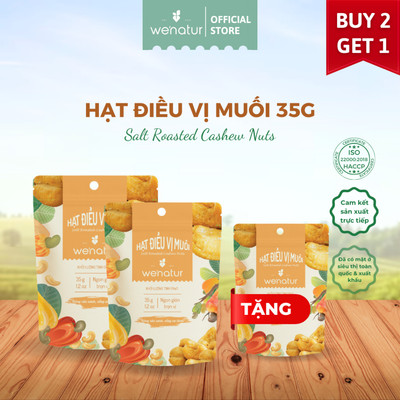 [COMBO GIÁ TỐT] Combo 2 Hạt điều vị muối we'natur 35g (tặng 1 Hạt điều vị muối 35g) [Bao bì mới]