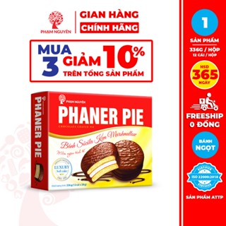   MUA 3 GIẢM 10%  Hộp Bánh phủ socola nhân kẹo dẻo Phaner Pie Phạm Nguyên 336g | Đồ ăn vặt 