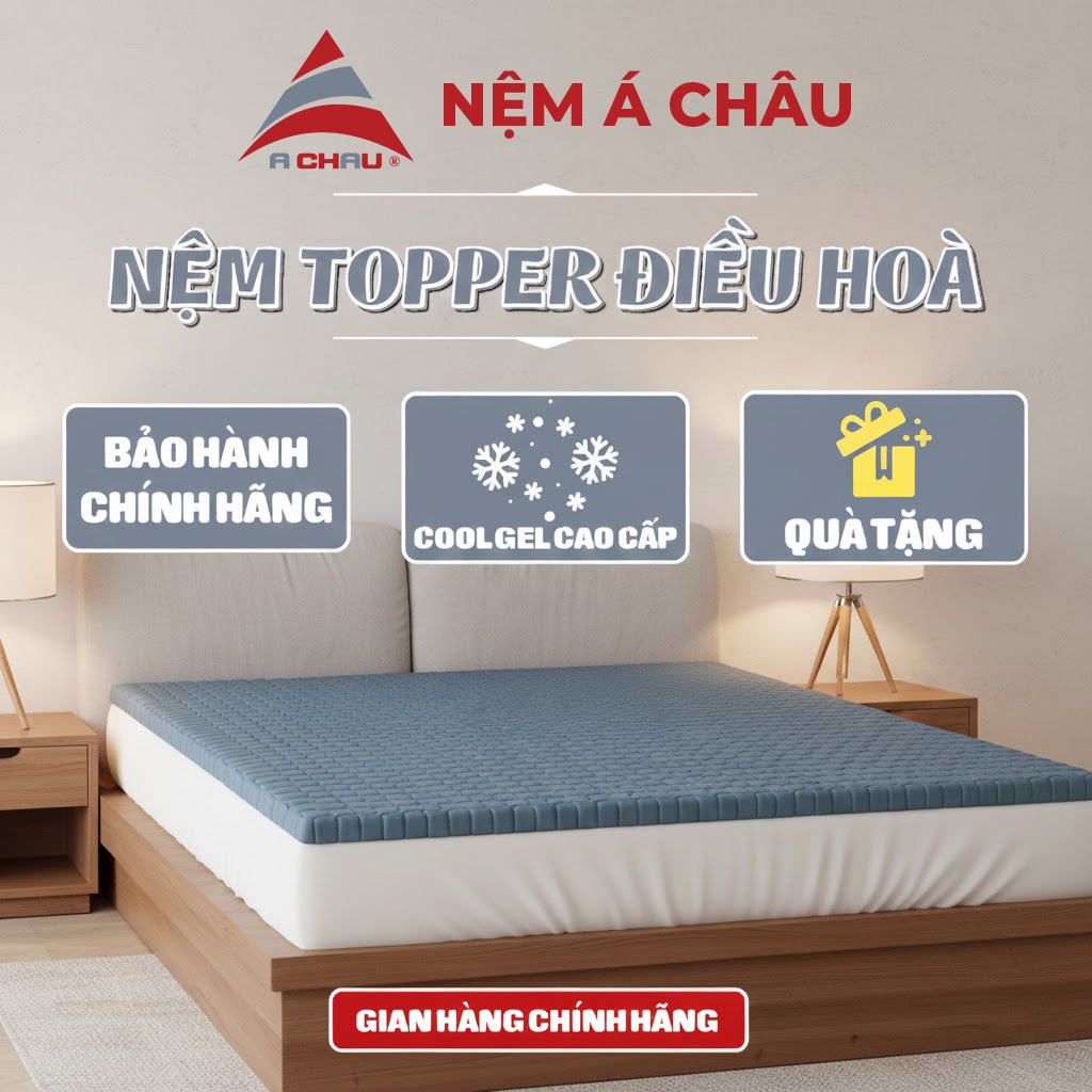 Nệm Topper Điều Hòa Á Châu Đầy Đủ Kích Thước - Bề mặt chần Foam hoạ tiết gợn