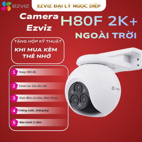 Camera Ezviz H80f (Zoom 12X) 2K+ Ngoài Trời 3 Ống Kính, Đầy đủ tính năng, Bảo hành 2 năm chính hãng