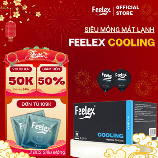 Bao cao su Feelex Cool siêu mỏng, mát lạnh, cảm giác chân thật, hộp 10 bcs