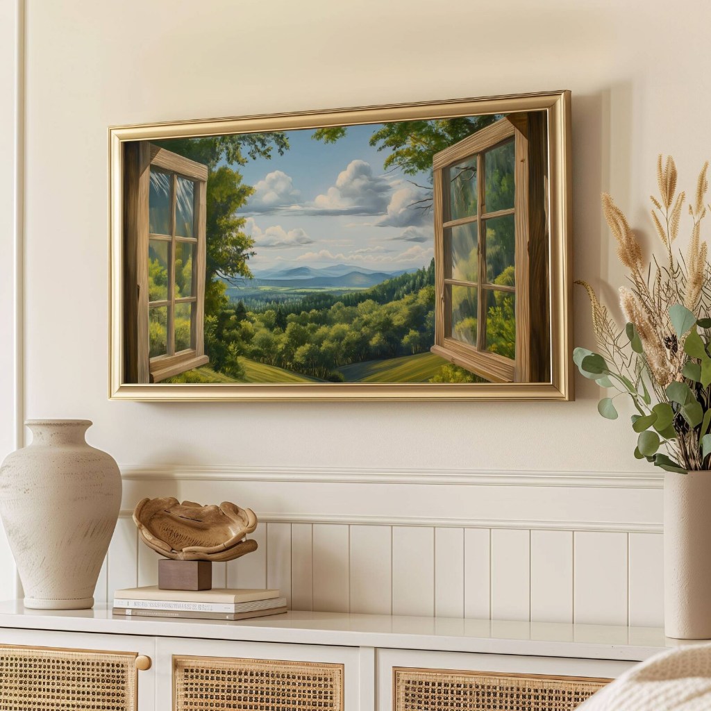 Tranh in Canvas Bên Khung Cửa Sổ (Đã có khung, móc, đinh treo) - The Canvas House