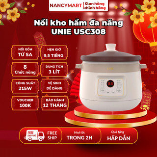 [Chính hãng] Nồi kho hầm nấu chậm Unie USC308, dung tích 3 lít,lồng gốm,8 chức năng, bh 12 tháng